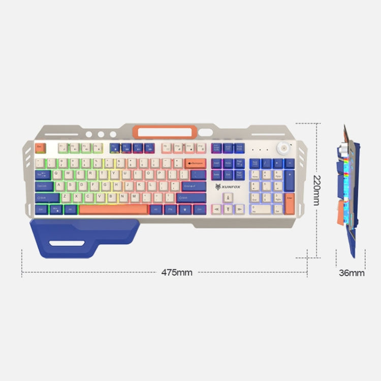 XUNSVFOX K90 Mechanical Feeling Metal Keyboard Gaming Computer Wired Keyboard(Siren Blue) - Wired Keyboard by XUNSVFOX | Online Shopping UK | buy2fix