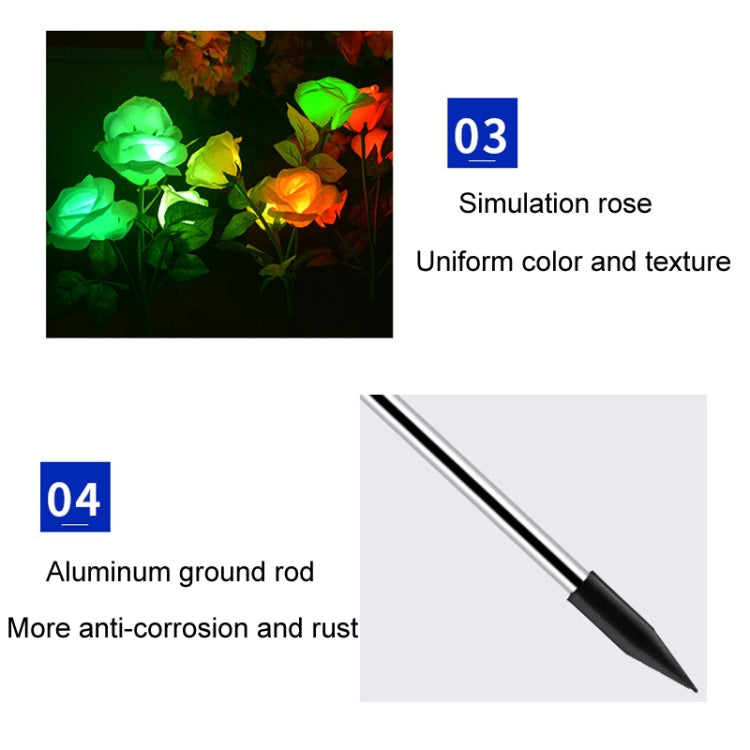 Solar Simulation Rose Flower Light Ground Insert Color Garden Lawn Lights(Random Color Delivery) - Solar Lights by buy2fix | Online Shopping UK | buy2fix