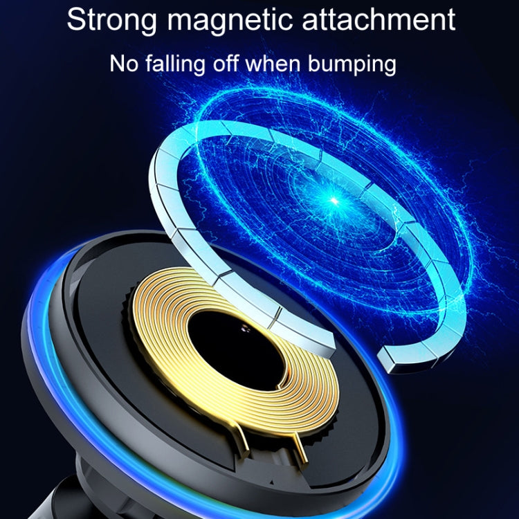 Car Magnetic Wireless Charging Cell Phone Holder With Ambient Light, Style: Blue Light - Wireless Charger Holders by buy2fix | Online Shopping UK | buy2fix