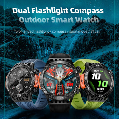 LOKMAT ZEUS6 PRO 1.46-Inch IP68 Waterproof SOS Flashlight Bluetooth Smart Watch(Black) - Smart Watches by LOKMAT | Online Shopping UK | buy2fix