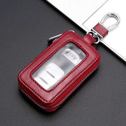 Car Remote Control Universal Visible Zipper Key Case(Claret) - Car Key Cases by buy2fix | Online Shopping UK | buy2fix