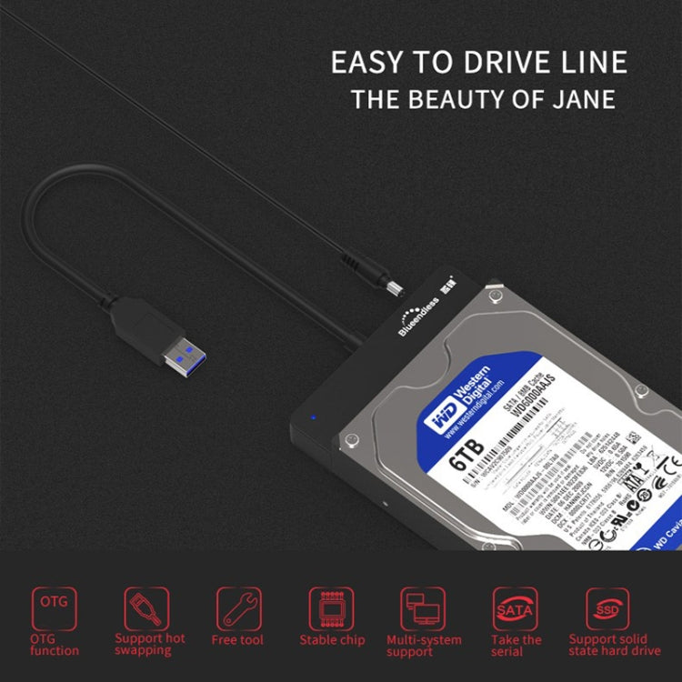 Blueendless US35 USB3.0 To SATA Adapter 2.5 / 3.5-Inch Hard Drive SSD Reader, Spec: Type-C UK Plug - USB to IDE / SATA by Blueendless | Online Shopping UK | buy2fix