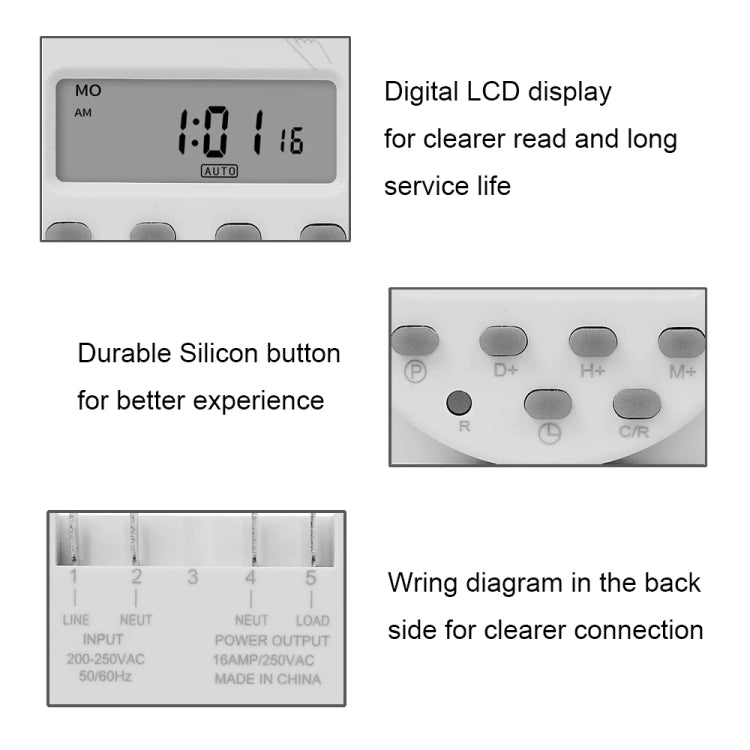 SINOTIMER  CN101A  5V  16A Digital LCD Timer Switch Programmable Timer Controller - Switch by SINOTIMER | Online Shopping UK | buy2fix