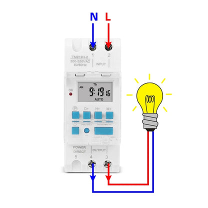 SINOTIMER TM919H-2 220V 16A DIN Rail 4 Pins Voltage Output Digital Switch Timer Automatic Cycle Timing Controller - Switch by SINOTIMER | Online Shopping UK | buy2fix