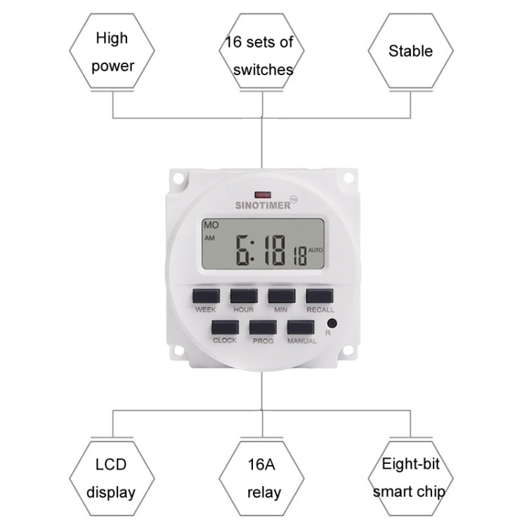 SINOTIMER Programmable Timer Switch Time Controller, Model: TM618H-1 110V - Digital Countdown by SINOTIMER | Online Shopping UK | buy2fix