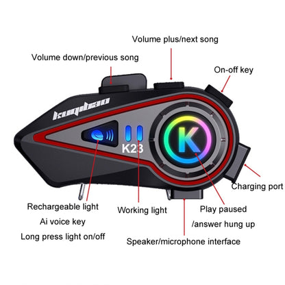 KUQIBAO Motorcycle Helmet Long-Lasting Bluetooth Headset With Light(Hard Microphone) - Car Walkie Talkie by KUQIBAO | Online Shopping UK | buy2fix