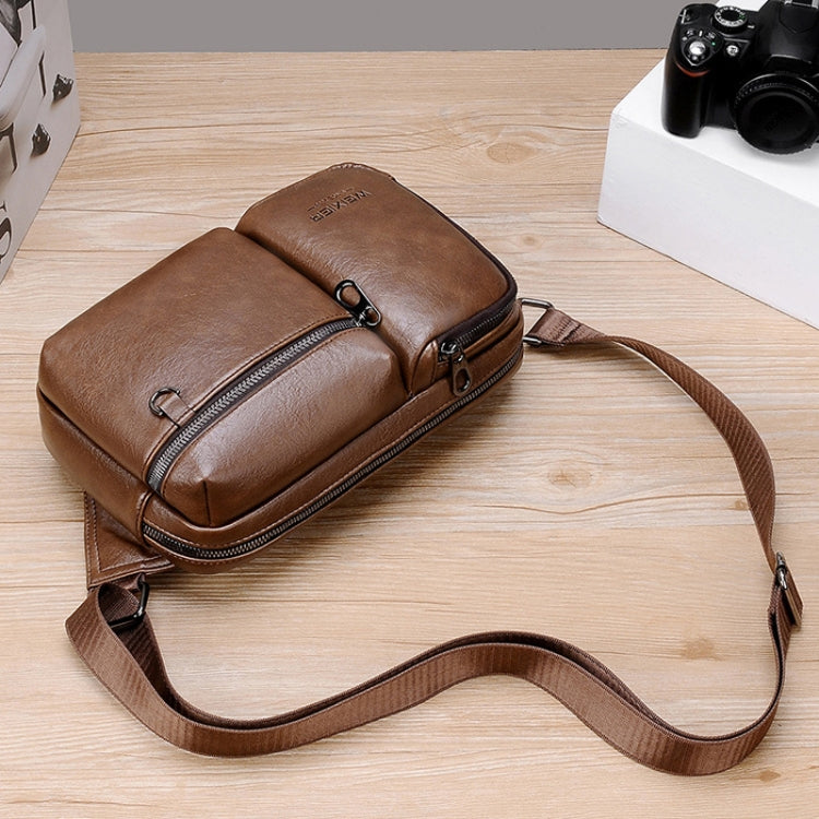 WEIXIER D401 Men Large Capacity Crossbody Single Shoulder Bag Casual PU Messenger Handbag(Brown) - Single-shoulder Bags by WEIXIER | Online Shopping UK | buy2fix