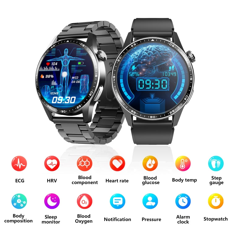 F400  1.55 Inch Screen Smart Watch Support ECG/ Blood Oxygen / Blood Sugar / 150+ Sports Mode, Color: Black Milan - Smart Watches by buy2fix | Online Shopping UK | buy2fix