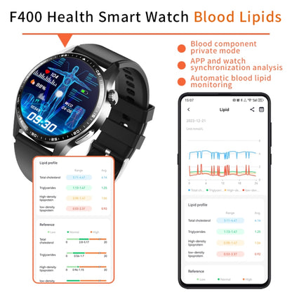 F400  1.55 Inch Screen Smart Watch Support ECG/ Blood Oxygen / Blood Sugar / 150+ Sports Mode, Color: Black Milan - Smart Watches by buy2fix | Online Shopping UK | buy2fix