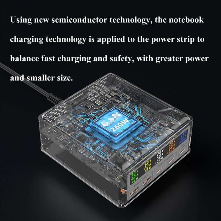 868D 6-In-1 260W High-Power Type-C+USB Multi Ports Charger Supports QI Wireless Charging(EU Plug) - Multifunction Charger by buy2fix | Online Shopping UK | buy2fix