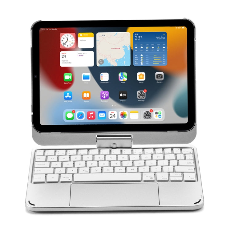 For iPad Mini 6 Tablet Bluetooth Keyboard With Backlight 360 Degree Rotation(Silver) - For iPad mini by buy2fix | Online Shopping UK | buy2fix