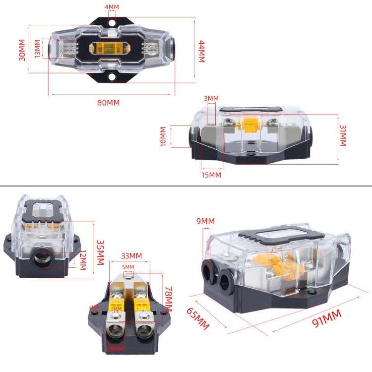 80A Car Audio Amplifier Modified Solid Brass Fuse Holder With Transparent Cover, Specifications: 1-way - Fuse by buy2fix | Online Shopping UK | buy2fix