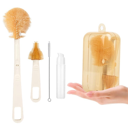 Silicone Portable Baby Bottle Brush Set Travel Cleaning Brush(White) - Cleaning Tools by buy2fix | Online Shopping UK | buy2fix