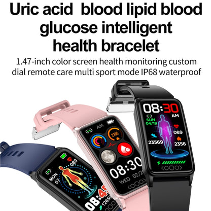 Uric Acid Blood Lipid Noninvasive Blood Sugar Heart Rate Oxygen Temperature Monitoring Smart Healthy Sports Bracelet(Pink) - Smart Wristbands by buy2fix | Online Shopping UK | buy2fix