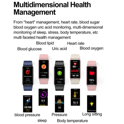 Uric Acid Blood Lipid Noninvasive Blood Sugar Heart Rate Oxygen Temperature Monitoring Smart Healthy Sports Bracelet(Pink) - Smart Wristbands by buy2fix | Online Shopping UK | buy2fix