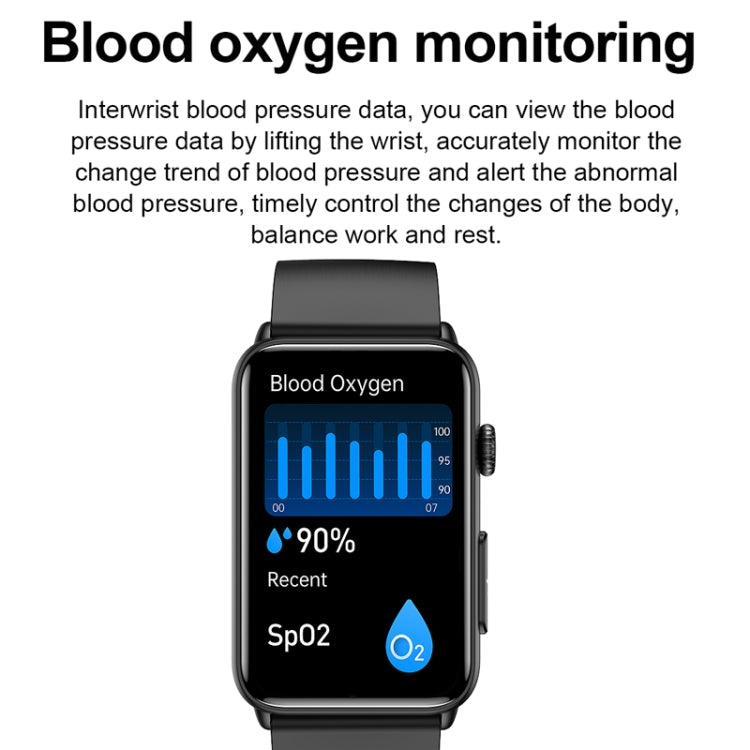 Smart Watch Ring ECG Temperature Heart Rate Blood Pressure Health Bluetooth Talking Watch, Color: Black Silicone - Smart Wristbands by buy2fix | Online Shopping UK | buy2fix