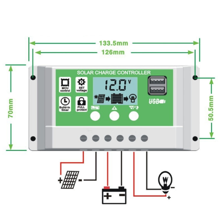 50A 12V PWM Solar Cell Panel Charger Controller Lithium-ion Lead-acid Battery Solar Controller - Voltage Stabilizer by buy2fix | Online Shopping UK | buy2fix