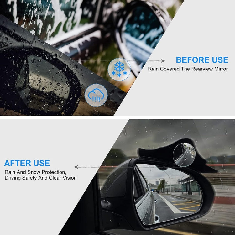 1pair Car Rearview Mirror Rain Eyebrow Blind Spot Reversing Round Mirror(White) - Convex Mirror & Accessories by buy2fix | Online Shopping UK | buy2fix