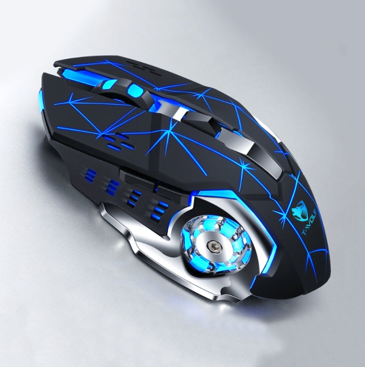 T-WOLF Q13 2.4GHz 6-keys RGB Colorful Light Gaming Wireless Mouse, Color: Dual Mode Star Black - Wireless Mice by T-WOLF | Online Shopping UK | buy2fix