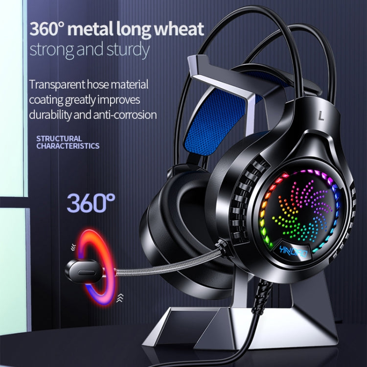 YINDIAO Q7 Colorful Light Computer Wired Headset USB Gaming Headset USB7.1 Sound Card Black - Multimedia Headset by YINDIAO | Online Shopping UK | buy2fix