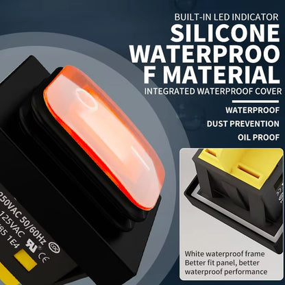 FILN 220V 30A Split Dustproof Boat-type Switch With Light, Specifications: No Waterproof 4 Pin 2 Gear Green Light - Car Switches by FILN | Online Shopping UK | buy2fix