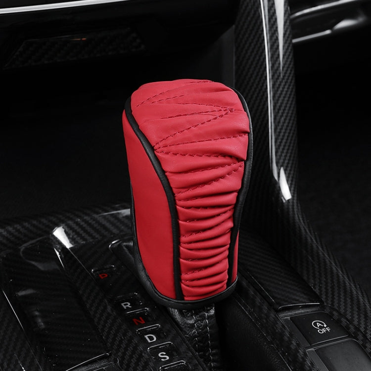 Car Universal Leather Gear Sleeve Breathable Gearshift Cover, Style: Manual Gear Red With Black Line - Shift Knob by buy2fix | Online Shopping UK | buy2fix