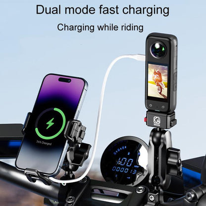 Kewig M33-A5 Outdoor Riding Shock Absorbing Anti-Theft 15W QI Wireless Charger Cell Phone Mounting Bracket(Horizontal Bar Model) - Holder by Kewig | Online Shopping UK | buy2fix