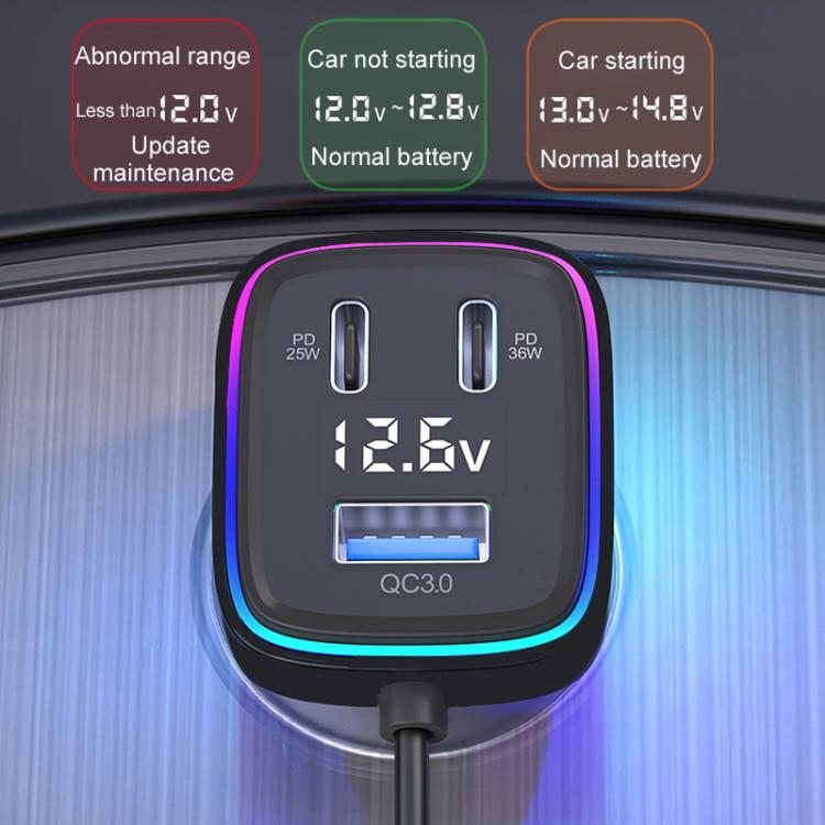 GE01 Powerful Output Colorful Ambient Lights Car Quick Charger - Car Charger by buy2fix | Online Shopping UK | buy2fix