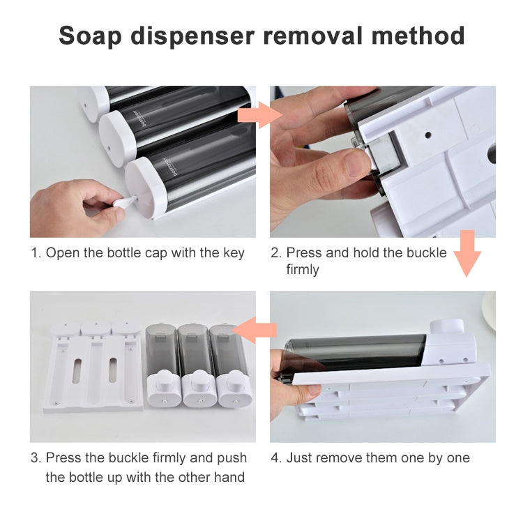 Bosharon Shampoo Shower Gel Box Household Hand Sanitizer Box Bathroom Wall-mounted Punch-free Double-head Soap Dispenser, Style:Double Grid(Silver Gray) - Soap Dispenser by buy2fix | Online Shopping UK | buy2fix