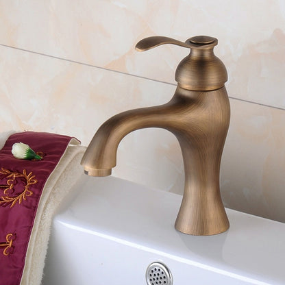YP-5335 Antique Copper Single-Hole Under-Counter Basin Hot & Cold Water Faucet - Faucets & Accessories by buy2fix | Online Shopping UK | buy2fix
