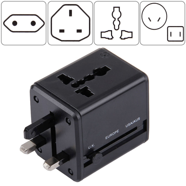 World-Wide Universal Travel Concealable Plugs Adapter with & Built-in Dual USB Ports Charger for US, UK, AU, EU(Black) - Plug Adaptor by buy2fix | Online Shopping UK | buy2fix