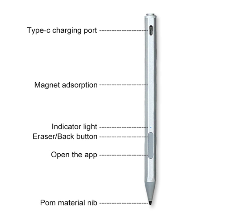 WR19 4096 USB-C/Type-C Pressure-Sensitive Stylus Pen(Silver) - Stylus Pen by buy2fix | Online Shopping UK | buy2fix