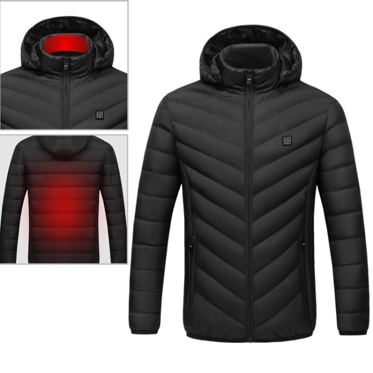 USB Heated Smart Constant Temperature Hooded Warm Coat for Men and Women (Color:Black Size:XXXL) - Down Jackets by buy2fix | Online Shopping UK | buy2fix