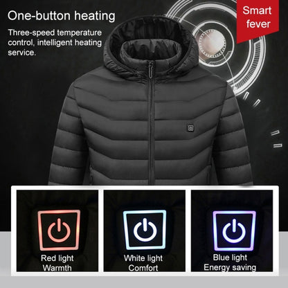 USB Heated Smart Constant Temperature Hooded Warm Coat for Men and Women (Color:Blue Size:XL) - Down Jackets by buy2fix | Online Shopping UK | buy2fix