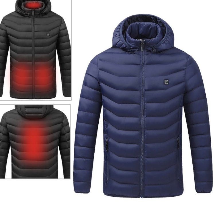 USB Heated Smart Constant Temperature Hooded Warm Coat for Men and Women (Color:Blue Size:XXL) - Down Jackets by buy2fix | Online Shopping UK | buy2fix