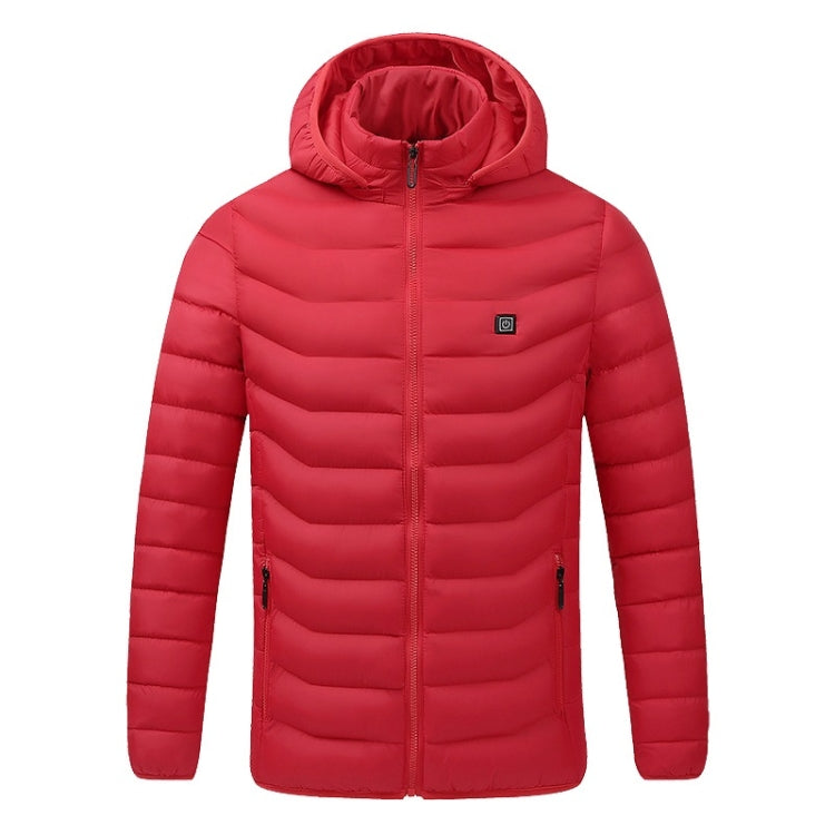 USB Heated Smart Constant Temperature Hooded Warm Coat for Men and Women (Color:Red Size:M) - Down Jackets by buy2fix | Online Shopping UK | buy2fix