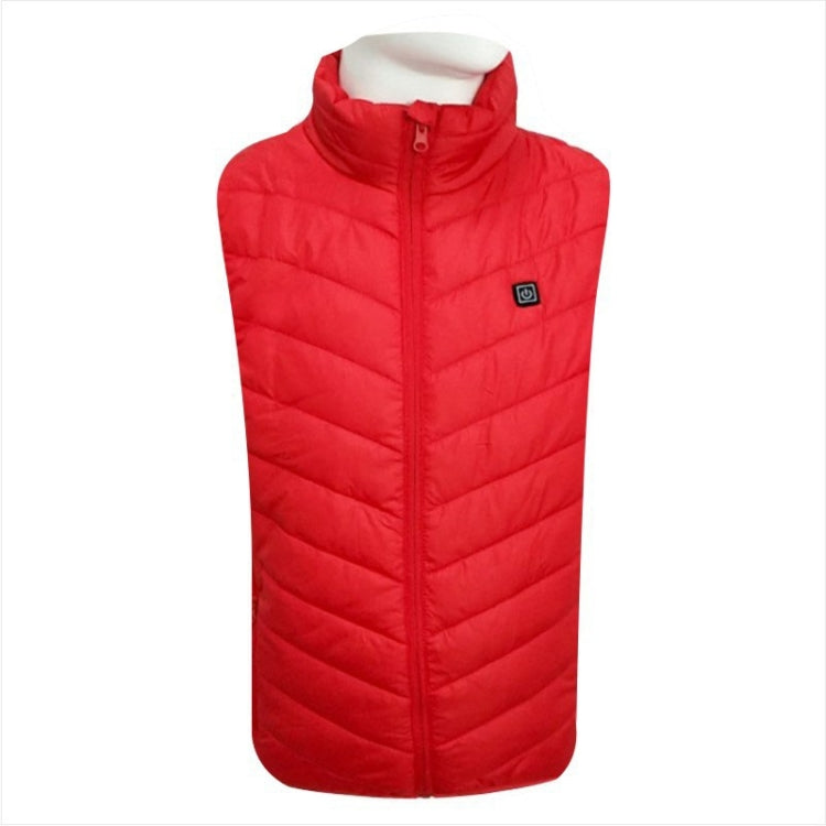 USB Security Smart Constant Temperature Fever Men Stand Collar Cotton Vest (Color:Red Size:M) - Down Jackets by buy2fix | Online Shopping UK | buy2fix