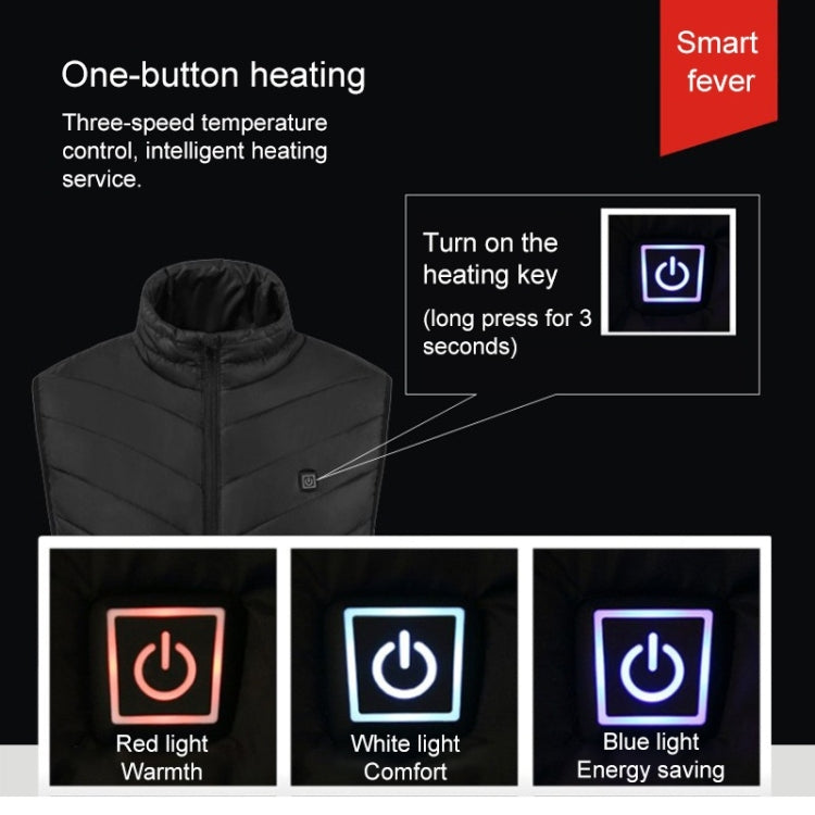 USB Security Smart Constant Temperature Fever Men Stand Collar Cotton Vest (Color:Blue Size:S) - Down Jackets by buy2fix | Online Shopping UK | buy2fix