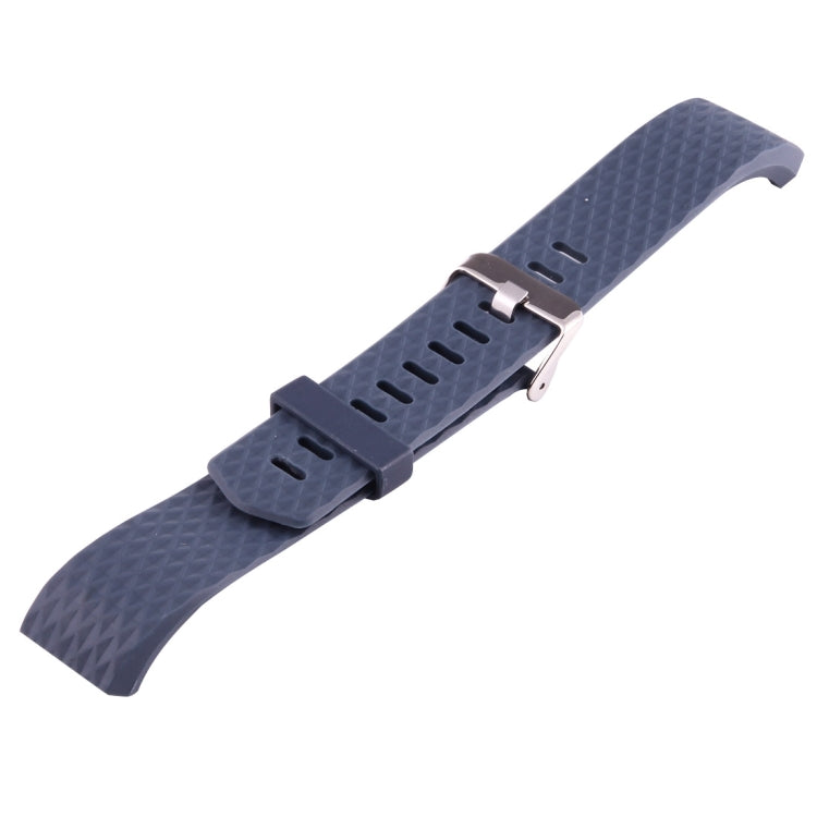 For Fitbit Charger 2 Bracelet Watch Diamond Texture TPU Watch Band, Full Length: 23cm(Dark Blue) - Watch Bands by buy2fix | Online Shopping UK | buy2fix