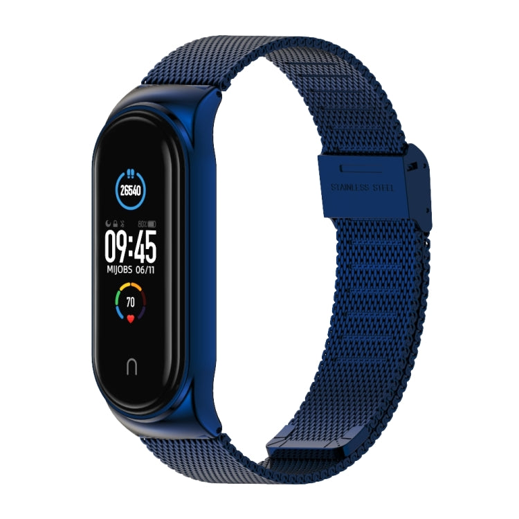 Mijobs Milan CS Screwless Buckle Metal Watch Band Case for Xiaomi Mi Band 3 & 4 & 5 & 6, Host not Included(Blue) - Watch Bands by MIJOBS | Online Shopping UK | buy2fix