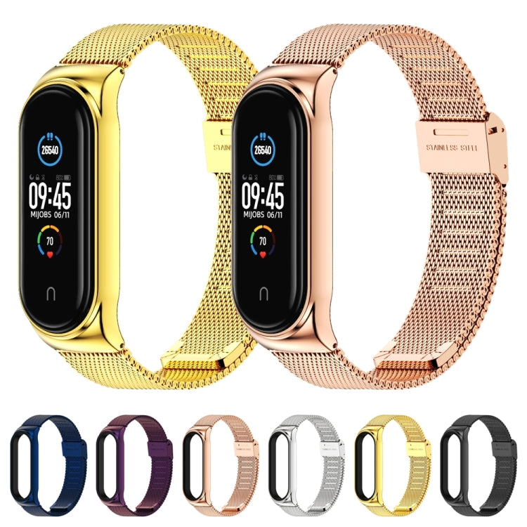 Mijobs Milan CS Screwless Buckle Metal Watch Band Case for Xiaomi Mi Band 3 & 4 & 5 & 6, Host not Included(Blue) - Watch Bands by MIJOBS | Online Shopping UK | buy2fix