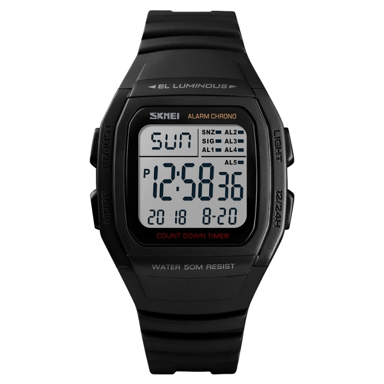 SKMEI 1278 Fashionable Outdoor 50m Waterproof Digital Watch Student Sports Wrist Watch Support 5 Group Alarm Clocks(Black) - Sport Watches by SKMEI | Online Shopping UK | buy2fix