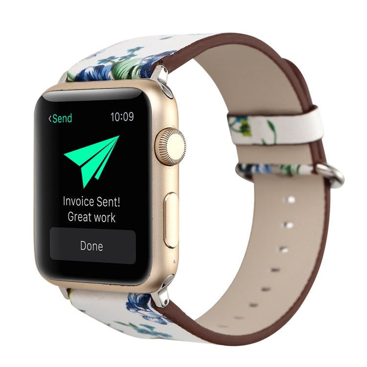 Fashion Pastoralism Style Little Floral Pattern Women Watch Leather Wrist Band For Apple Watch Series 7 41mm / 6&SE&5&4 40mm / 3&2&1 38mm - Leather Strap Watches by buy2fix | Online Shopping UK | buy2fix