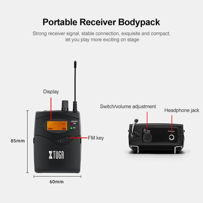 XTUGA IEM1200 Wireless Transmitter 10 Bodypack Stage Singer In-Ear Monitor System (UK Plug) - Microphone by XTUGA | Online Shopping UK | buy2fix