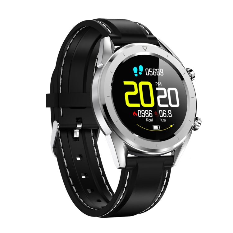 DT28 1.54inch IP68 Waterproof Silicone Strap Smartwatch Bluetooth 4.2, Support Incoming Call Reminder / Blood Pressure Monitoring / Watch Payment(Black Silver) - Smart Wear by buy2fix | Online Shopping UK | buy2fix