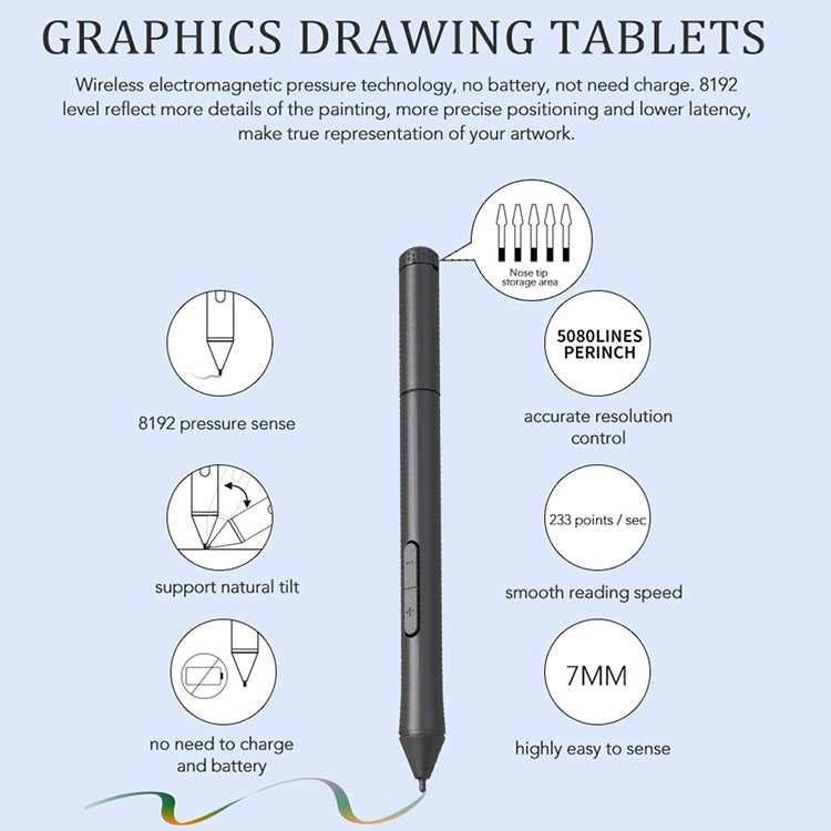 10Moons T503 Drawing Tablet Can Be Connected to mobile Phone Tablet with 8192 Passive Pen(White) -  by 10Moons | Online Shopping UK | buy2fix