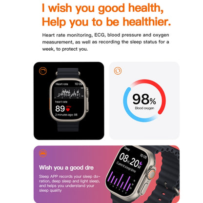 T800 Ultra 1.99 inch Ocean Silicone Band Smart Watch Support Heart Rate / ECG (Orange) - Android Watch by buy2fix | Online Shopping UK | buy2fix