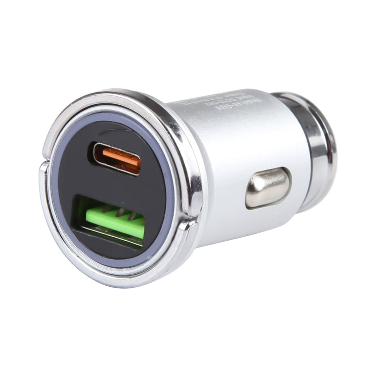 AR-CA08 12W 2A USB-C / Type-C + USB Ports Car Charger (Silver) - Car Charger by buy2fix | Online Shopping UK | buy2fix