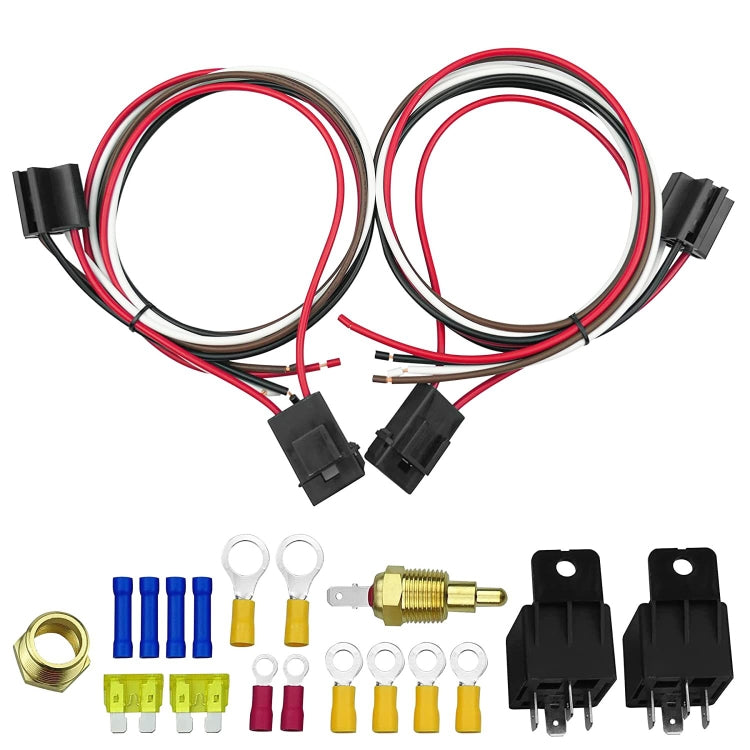 Car 12V 40A 175-185 Degree Thermostat Dual Electric Cooling Fan Wiring Relay Sensor Kit -  by buy2fix | Online Shopping UK | buy2fix