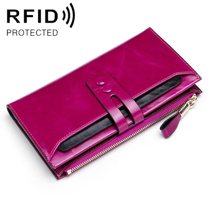 8239 Antimagnetic RFID Multi-function Leather Lady Wallet Large-capacity Purse with Detachable Card Holder (Rose Purple) - Antimagnetic RFID Package by buy2fix | Online Shopping UK | buy2fix